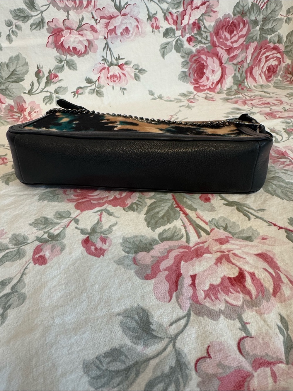 Coach Floral Nolita Leaf Calf hair purse - Tan, Black & Teal - Picture 7 of 8